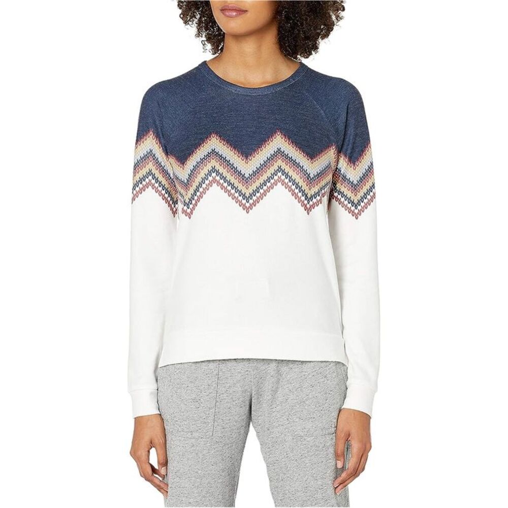 P.J. Salvage Womens Chevron Knit Pajama Sweater, White, M, DM